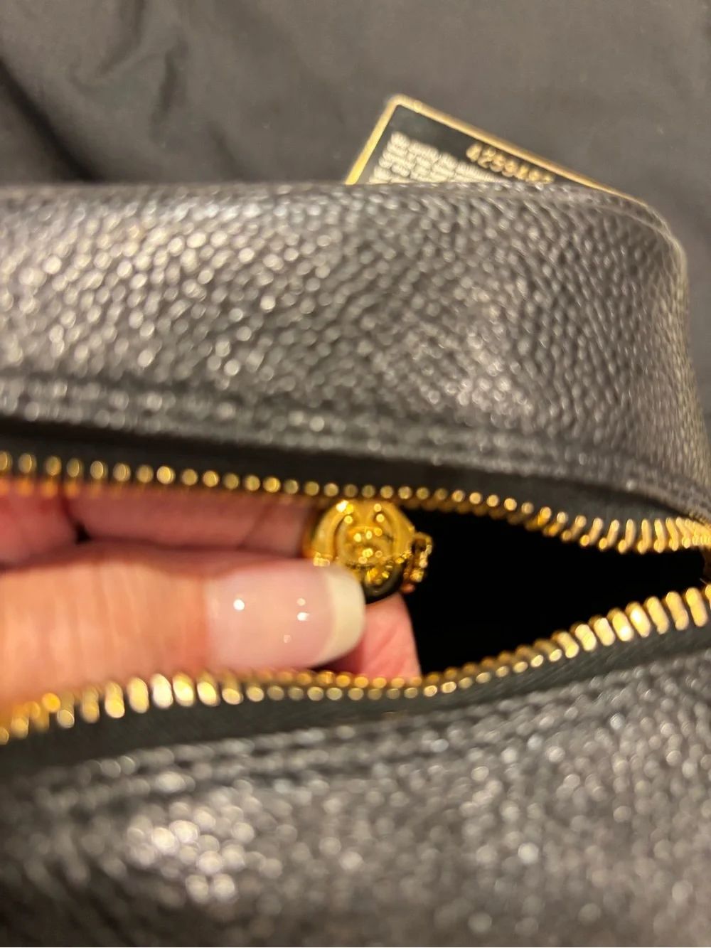 CHANEL Black Caviar Leather Zipped Cosmetic Pouch